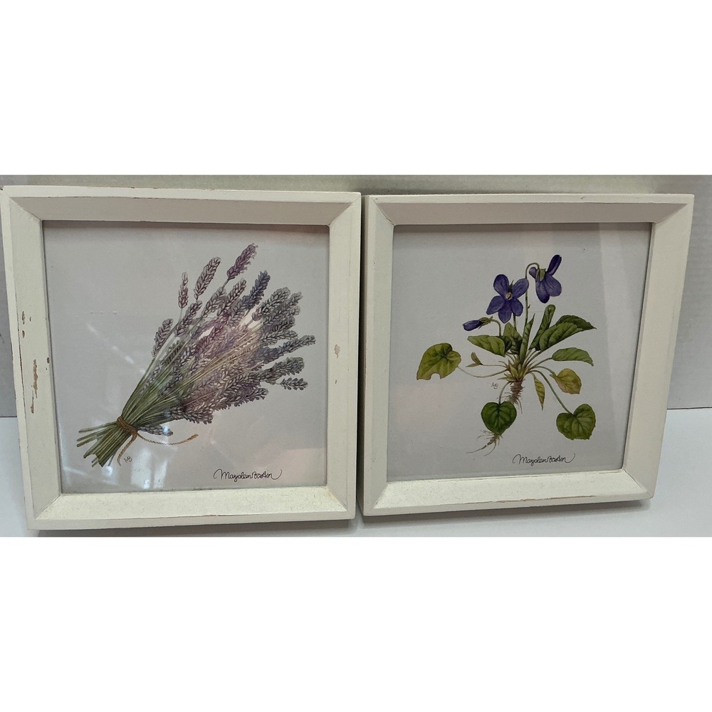Marjolein Bastin Framed Botanical Art Prints Lavender Violets 6.5in Cottagecore